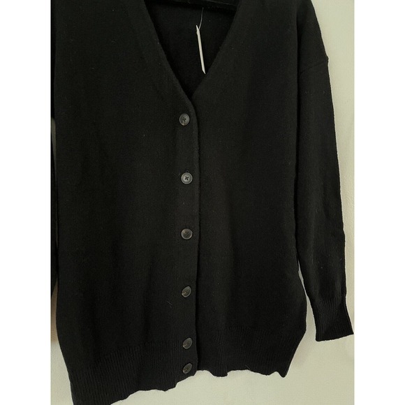 NWT Madewell True Black Wool Blend V Neck Slim Cardigan Sweater Large - Picture 4 of 6